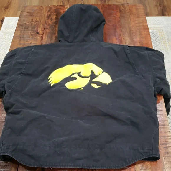 Iowa Hawkeyes Vintage Black Hooded Chore Jacket - Picture 5 of 11